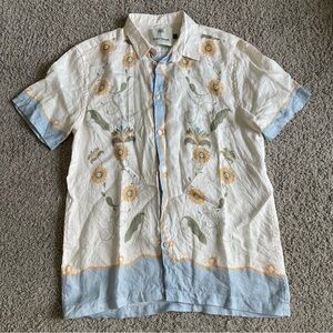 Portomar Linen Camisa Reflejos Button Up Short Sleeve Shirt